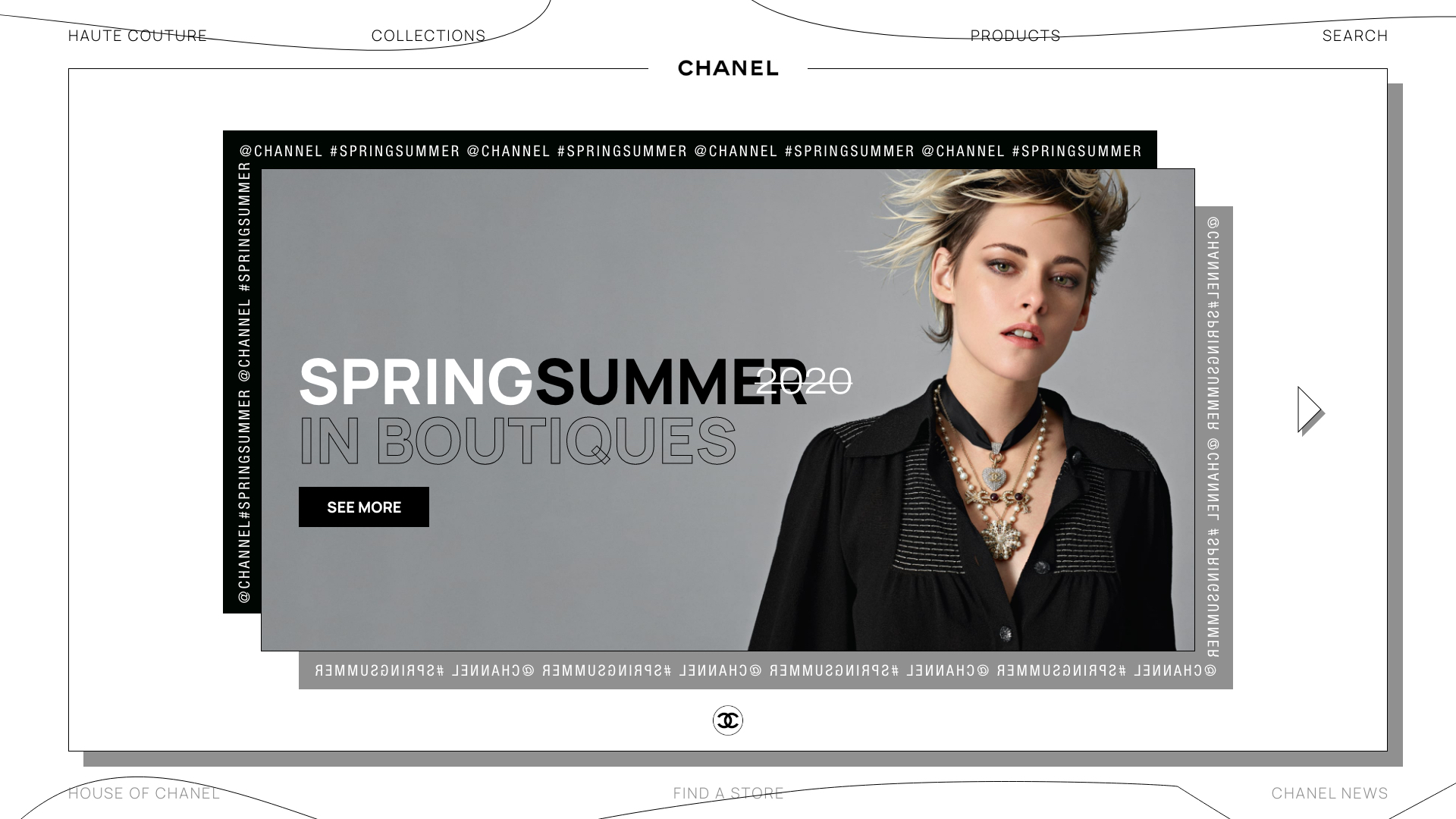 Chanel diseño web brutalista
